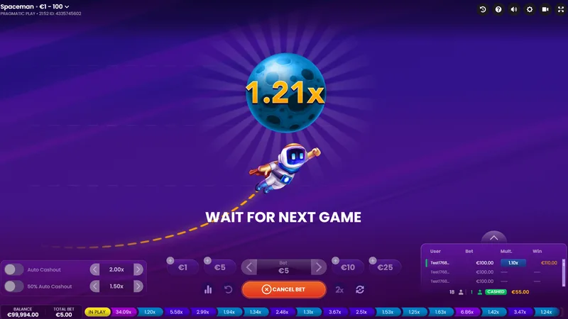 Spaceman crash game gameplay screenshot by Pragmatic Play